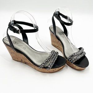Unisa Black and Silver Wedges